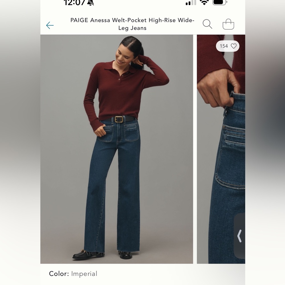 PAIGE High Rise Blue Jeans with Frayed Hem